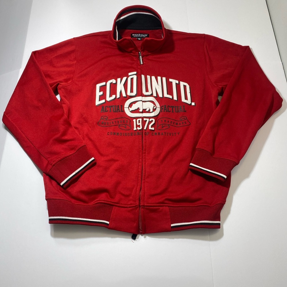 Ecko Unlimited Red Lightweight Zip-Up Jacket - 90s vintage streetwear